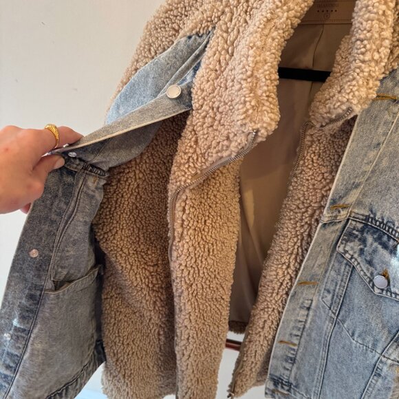 Anthropologie BLANKNYC 'Fuzzy Wuzzy' Denim Sherpa Jacket - Picture 3 of 6